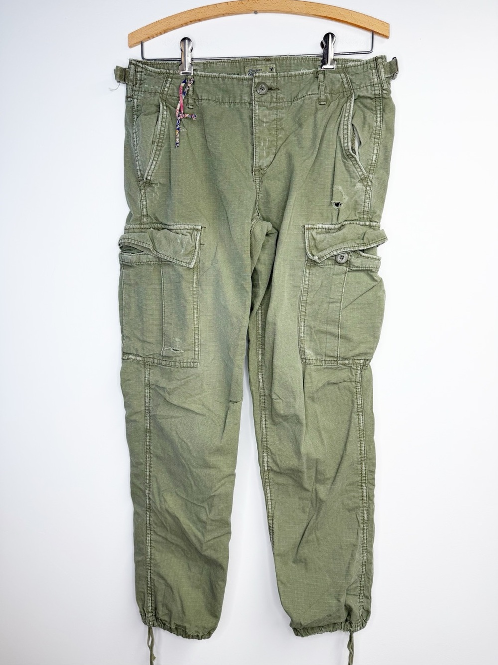 vintage y2k American Eagle paratrooper cargo pants ex-boyfriend army green 0